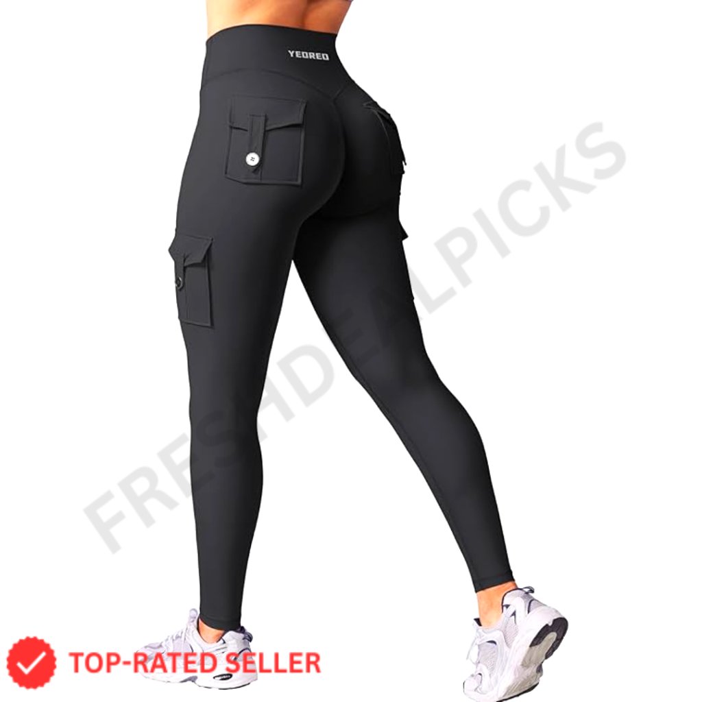 Cargo Leggings With Pockets High Rise Butt Lifting Gym Yoga Pants